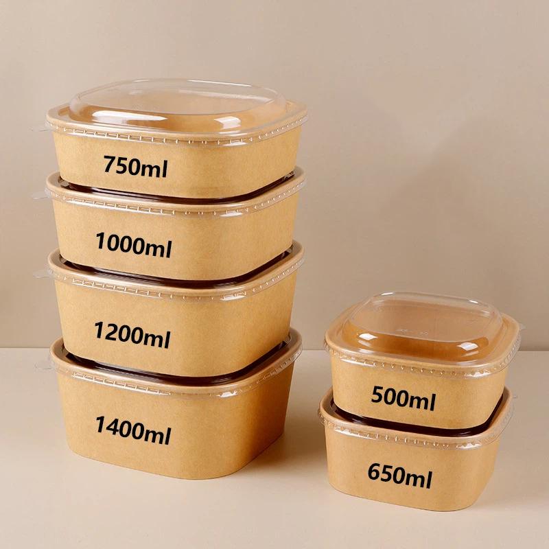 Kraft Paper Box - 10 stuks wegwerp lunchboxen van kraftpapier,