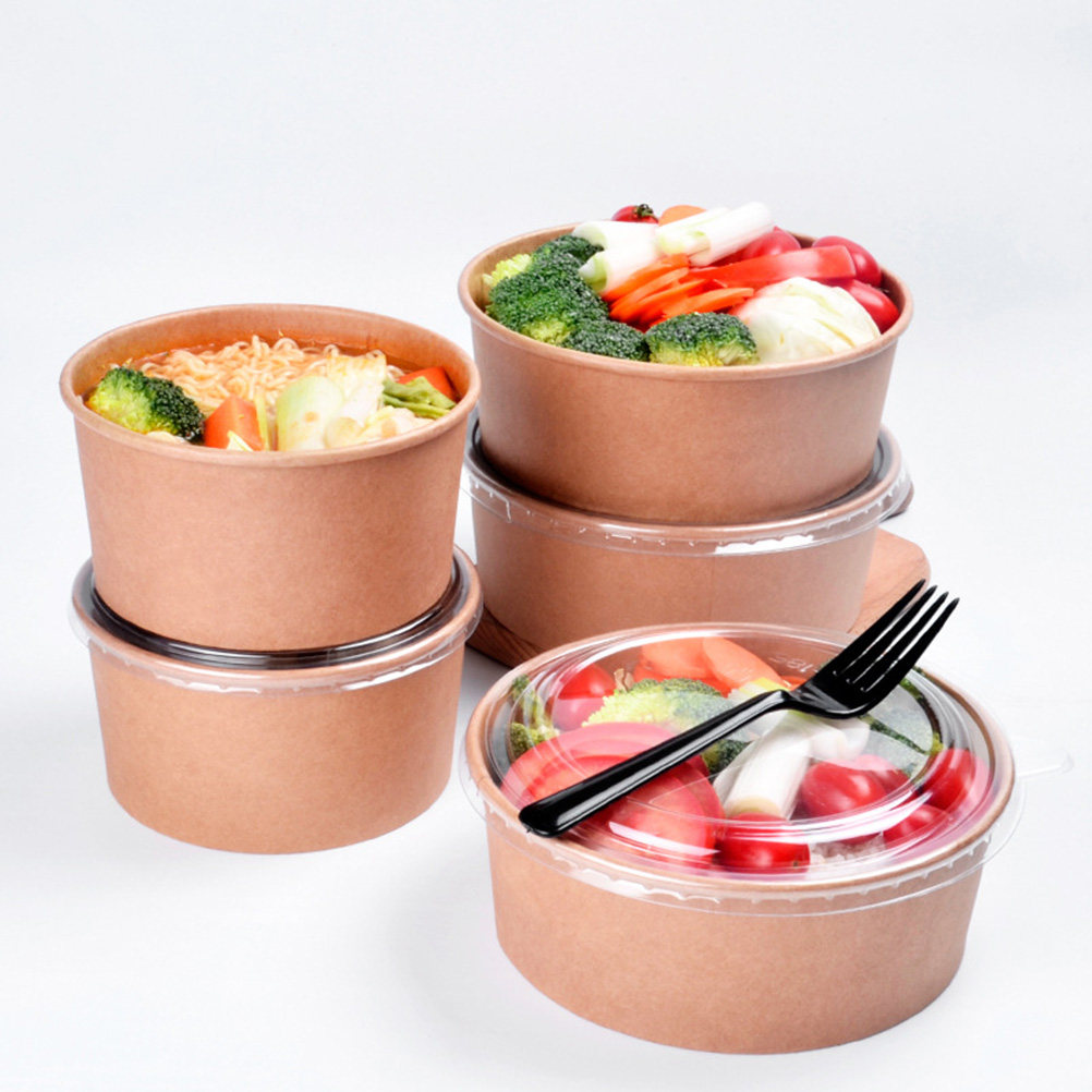 Kraft Paper Box - 20 stuks Kraftpapierkommen Lekvrije Wegwerp Saladeschalen