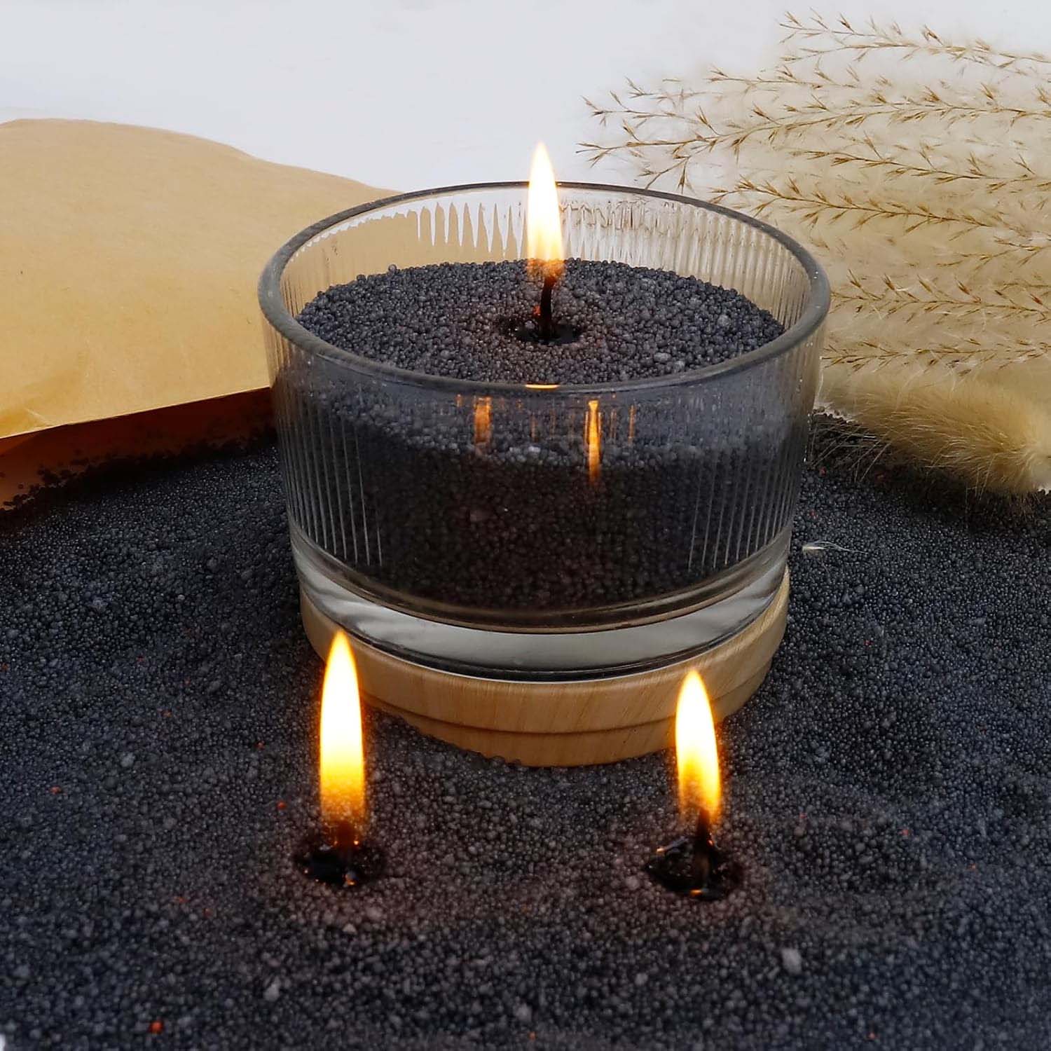 Candle Supplies In Bulk - Zwarte kaarszand met lont, 200g met