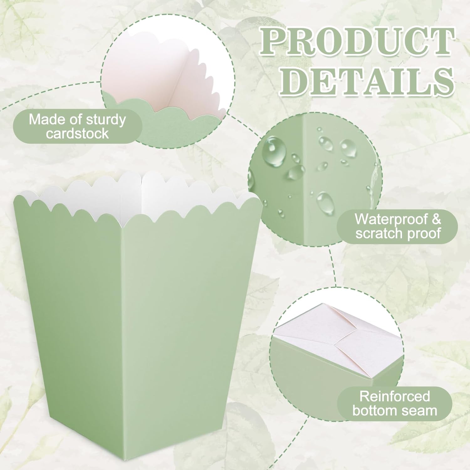 12 stuks saliegroene mini-popc - Kraft Paper Box recensie en prijs