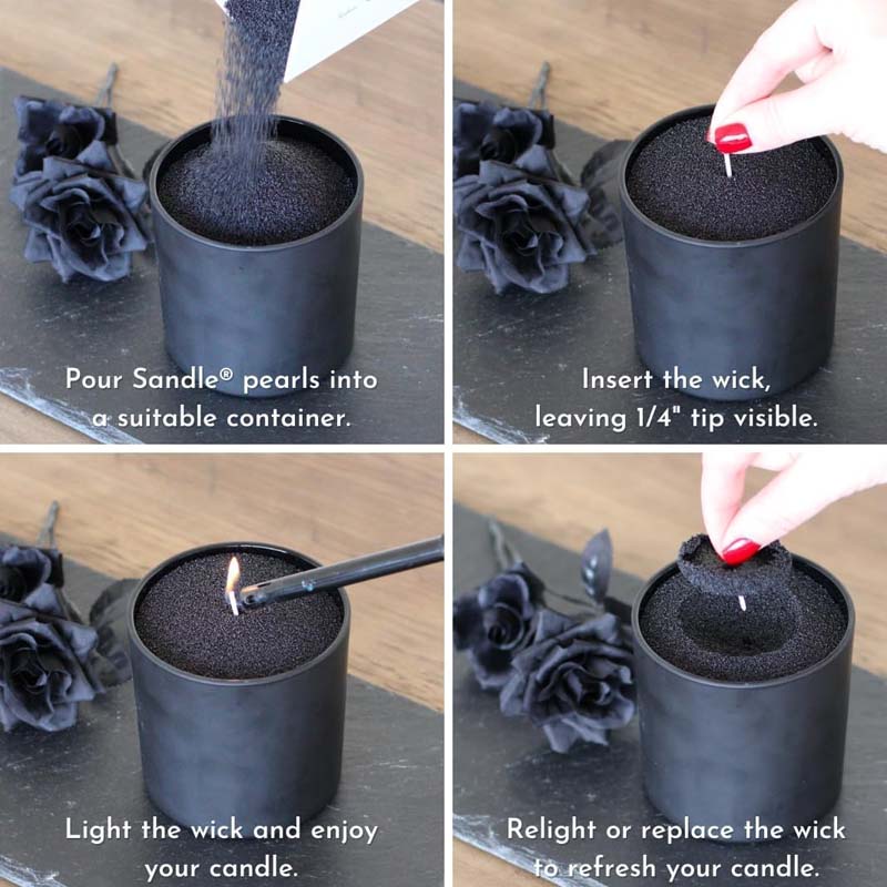 Zwarte kaarszand met lont, 200 - Candle Supplies In Bulk recensie en prijs